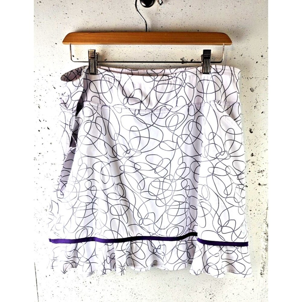 JoFit Golf Tennis Skirt Women's sz L White & Purple Skort Sporty - Picture 2 of 9